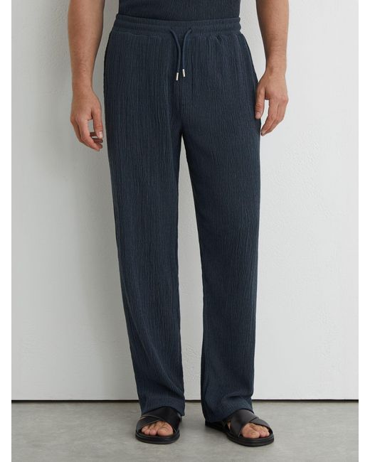 Reiss Carver - Airforce Blue Plissé Relaxed Drawstring Trousers, M for men