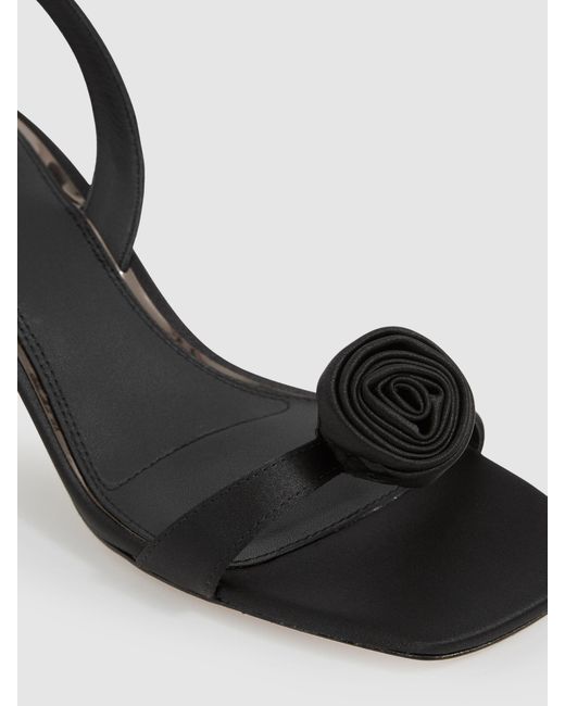 PAIGE Black Satin Rosette Sandals