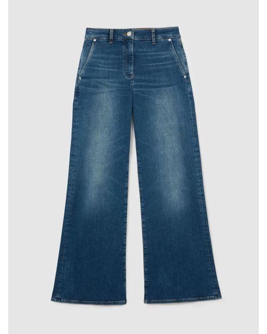 Reiss Blue Addie Wide-Leg Jeans