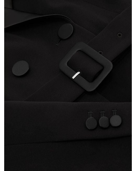 Reiss Black Tuxedo Wide-Leg Belted Jumpsuit