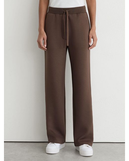 Reiss White Petite Premium Interlock Wide-Leg Joggers
