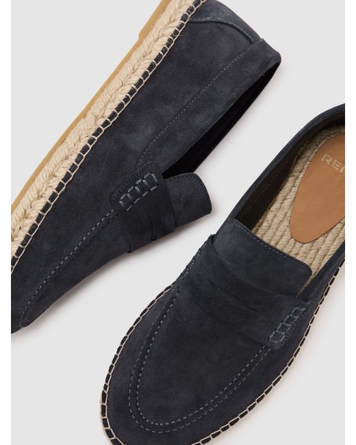 Reiss Capri - Airforce Blue Suede Penny Loafer Espadrilles, Us 10 (uk 9) for men