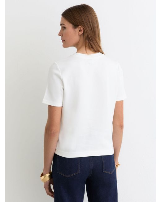 Reiss Blue Stretch-Cotton Ribbed-Neck T-Shirt