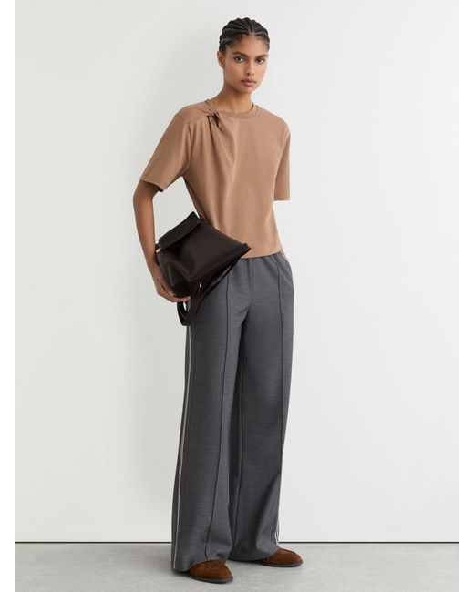 Reiss Natural Esme Cotton Twist-Detail Boxy T-Shirt