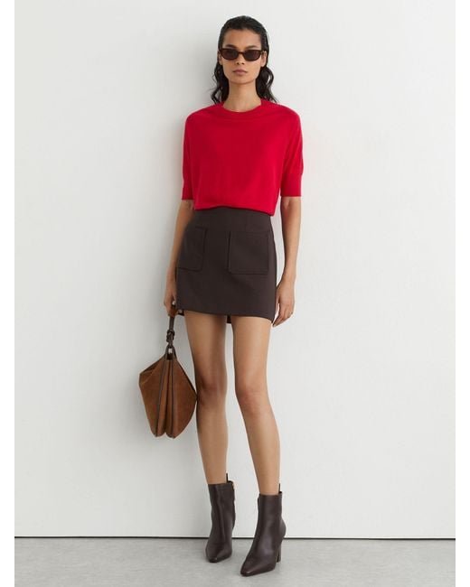 Reiss Red Merino Wool Crew-Neck T-Shirt