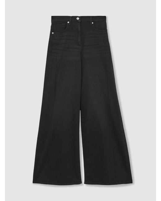 Reiss White Stretch Cotton Wide Leg Jeans