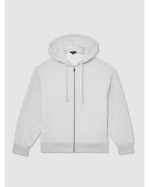 Reiss White Cotton-Blend Heavyweight Zip Hoodie for men