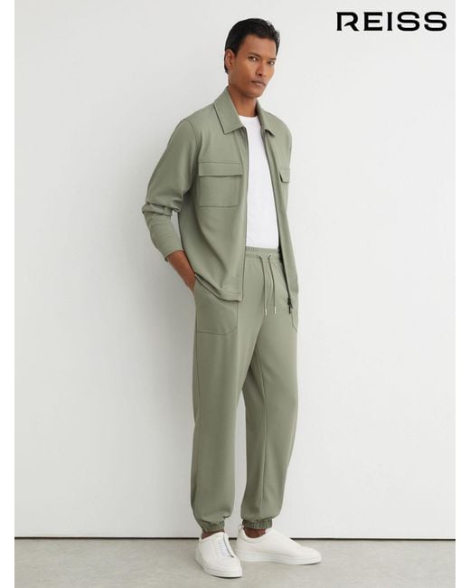 Reiss Green R-Flex Stretch-Twill Cuffed Joggers for men