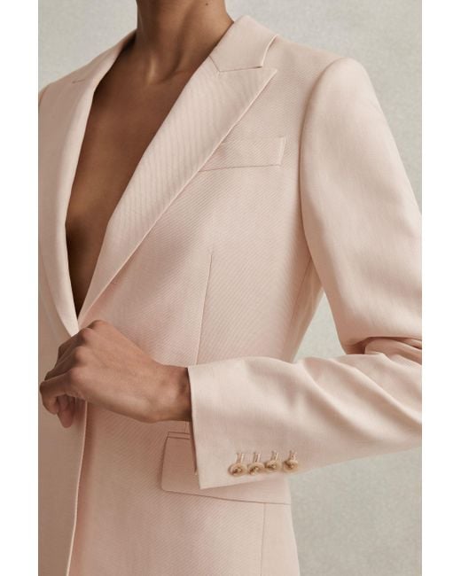Reiss Natural Farrah - Pink Single Breasted Suit Blazer With Tm Fibers