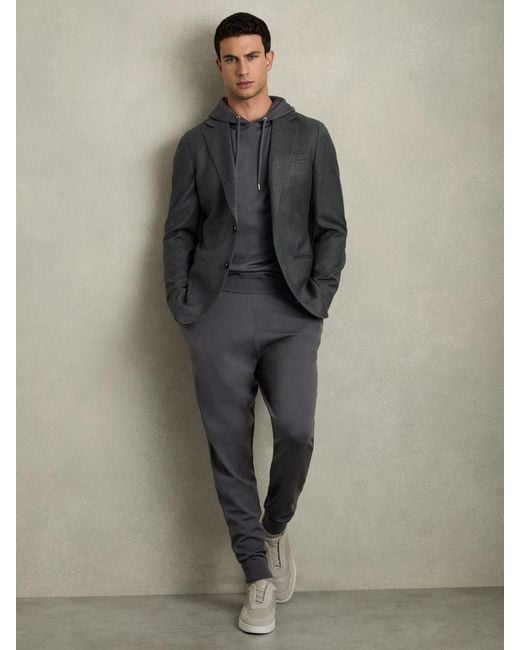 Reiss Gray Billings - Blackened Blue Merino-blend Stretch Joggers, L for men