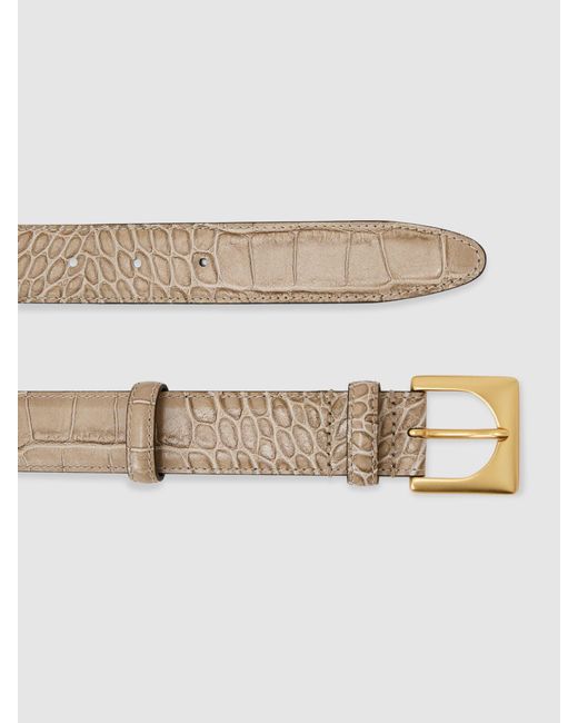 Reiss Multicolor Belinda - Stone Croc-effect Leather Square-buckle Belt, Xs (us 2)