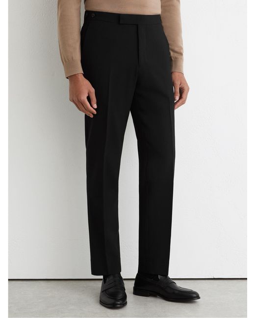 Reiss Belmont - Black Tailored-fit Textured Suit Trousers With Wool, 34w X 31l for men
