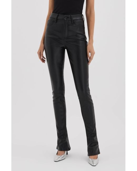 GOOD AMERICAN Good Black Good Faux Leather Slim Bootcut Trousers