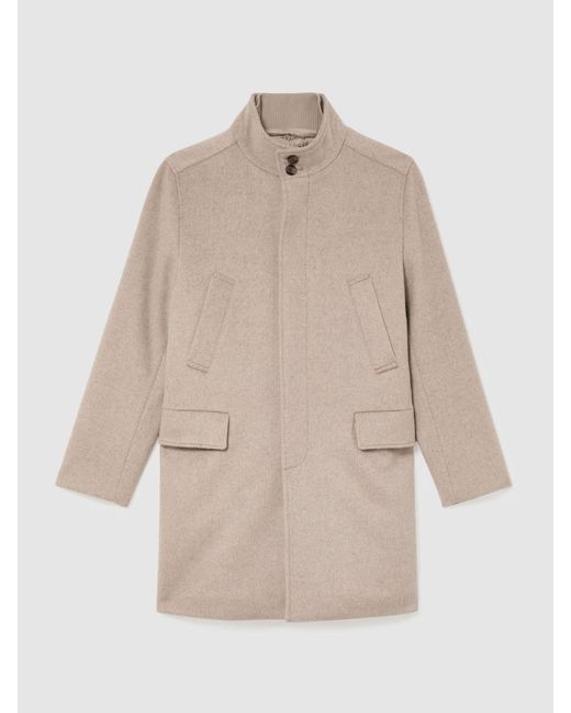 Reiss Natural Wool-Blend Gilet-Insert Single-Breasted Coat for men