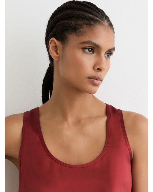 Reiss Red Silk-Front Cami Top