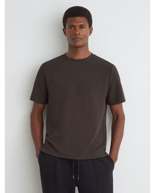 Reiss Gray Textured Modern-Fit Crew-Neck T-Shirt for men