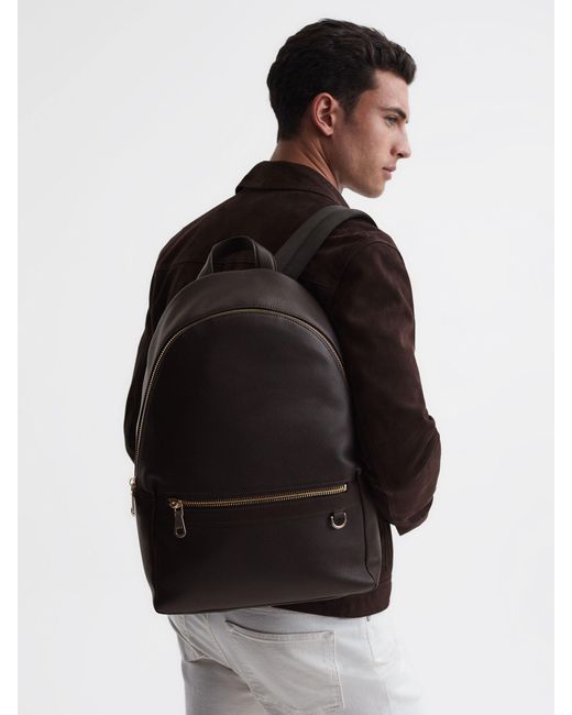 Reiss Black Drew Zipped Backpack for men