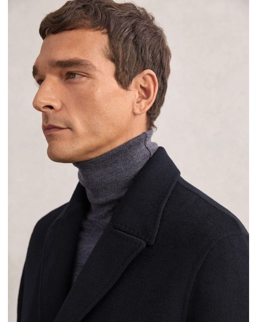 Reiss Blue Squire - Navy Wool-blend Single-breasted Overcoat, M for men