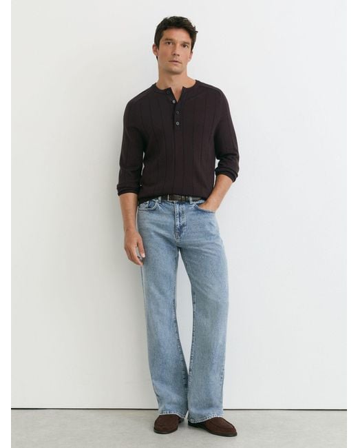 Reiss Blue Relaxed Flared-Leg Jeans for men