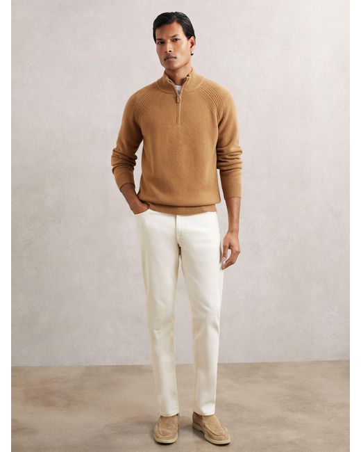 Reiss Natural Charming - Camel Wool And Cashmere Half-zip Jumper, M for men