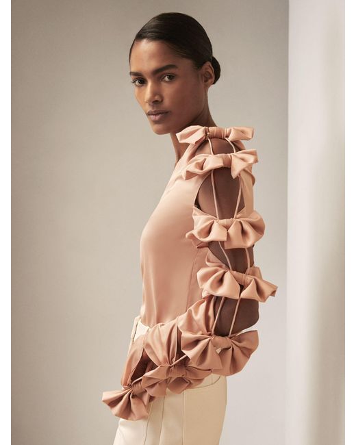 Reiss Gray Adabel - Pale Pink | Royal Ballet Bow-sleeve Top, Us 2
