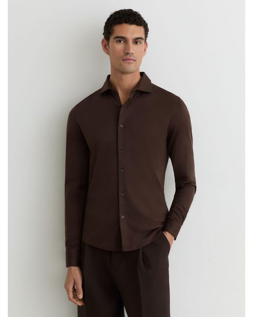 Reiss Duke - Brown Air-water Cotton Slim-fit Shirt, Xl for men