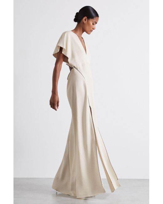 Reiss White Atelier Zipped Maxi Dress With Virgin Wool