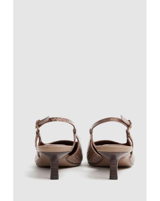 Reiss Jade Taupe Leather Slingback Heels in Grey Lyst UK