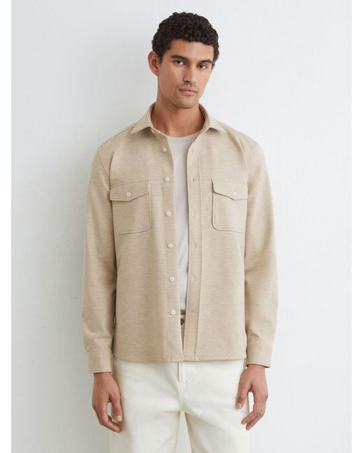 Reiss Natural Mcshane Twin-Pocket Button-Through Overshirt for men