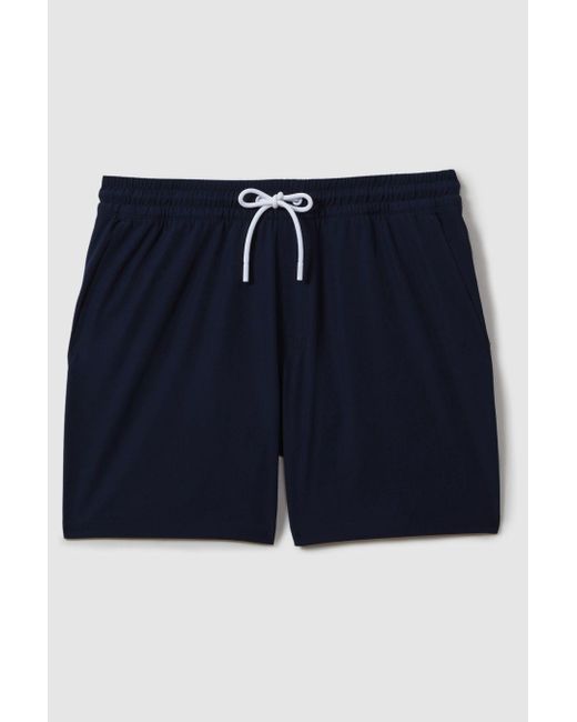 Reiss Blue Shore - Navy Plain Drawstring Waist Swim Shorts for men