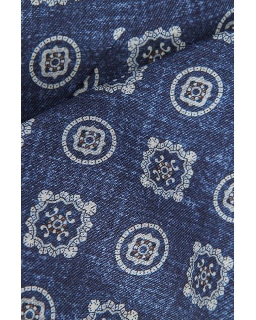 Reiss Blue Vasari - Indigo Melange Silk Medallion Print Tie, One for men