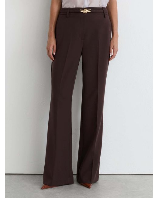 Reiss Blue Flared Knot-Hardware Belted Trousers