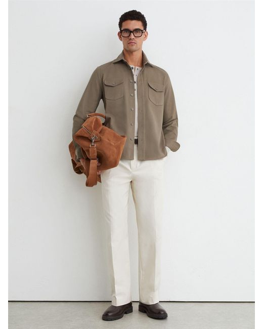 Reiss Natural Cotton-Twill Twin-Pocket Regular-Fit Shirt for men