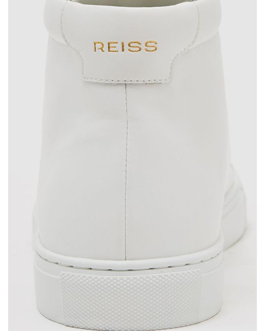 Reiss White Luca Tumbled-Leather-Top Trainers for men