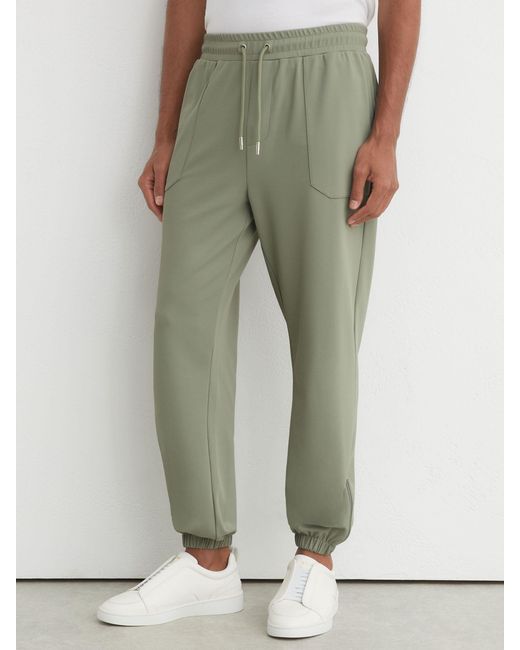Reiss Green R-Flex Stretch-Twill Cuffed Joggers for men