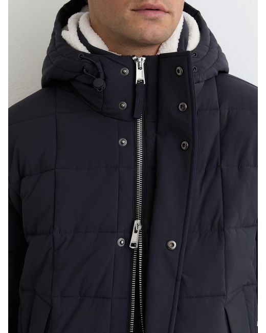 Reiss Blue Klause - Navy Fleece-lined Hooded Puffer Jacket, L for men