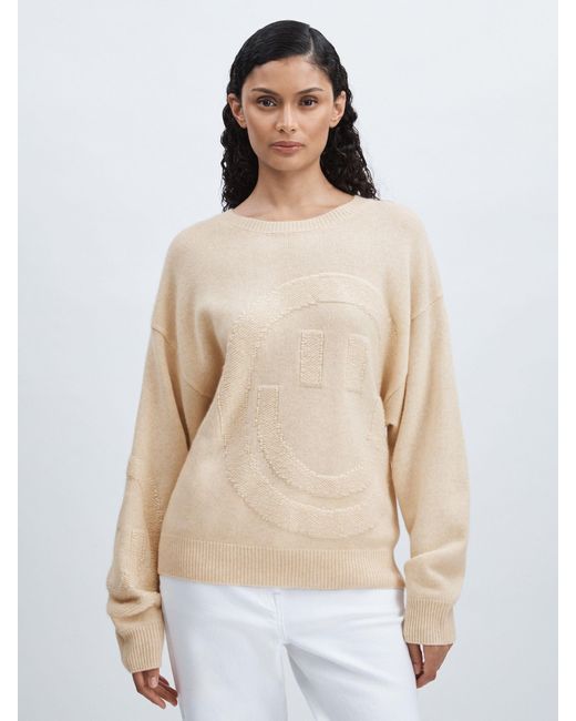 Crush White Smiley Crew Jumper Cashmere Smiley Stitch