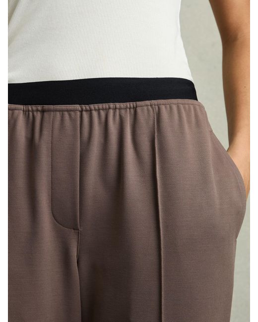 Reiss Natural Elasticated-Waistband Tapered Trousers