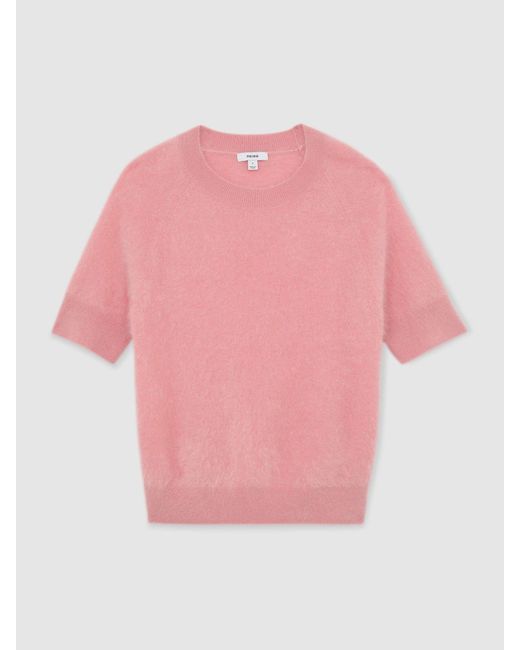 Reiss Pink Cashmere Short-Sleeve Top
