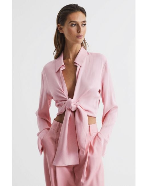 Reiss Gabby - Pink Tie-front Shirt, Us 6