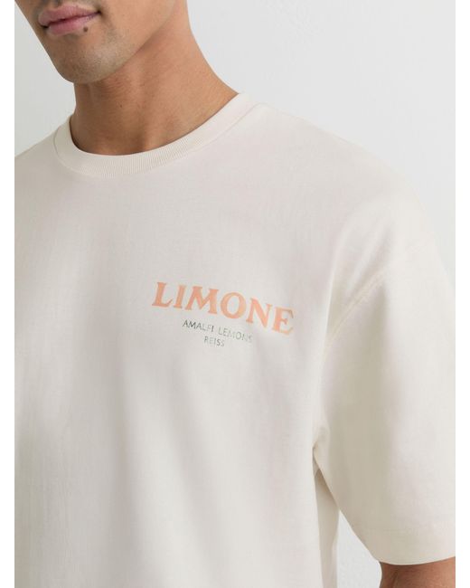 Reiss Calvino - White Cotton Lemon-print Relaxed-fit T-shirt, Xxl for men