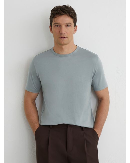 Reiss Gray Mercerised-Cotton Crew-Neck T-Shirt for men
