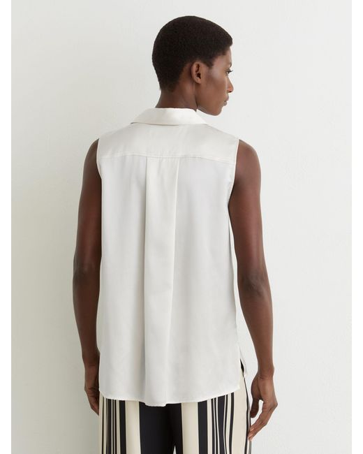 Reiss White Amelia - Ivory Silk Sleeveless Shirt, Us 8
