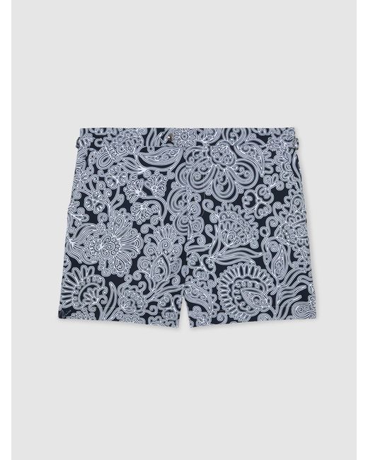 Reiss White Fallow - Navy Paisley-print Side-adjuster Swim Shorts, Xs for men