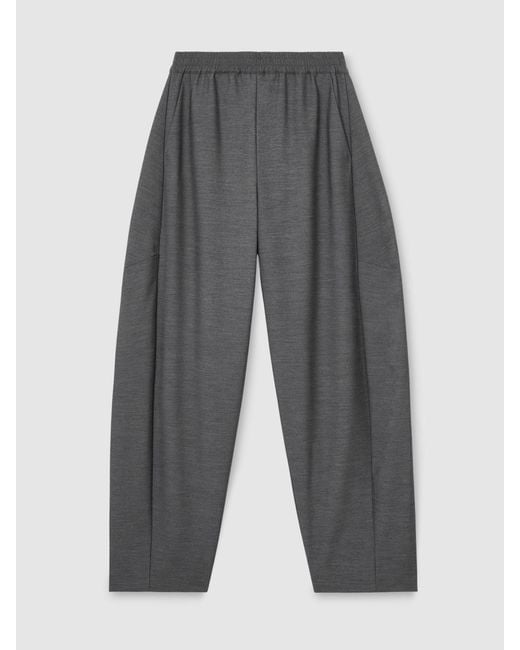 Reiss Gray Elasticated-Waist Barrel-Leg Trousers
