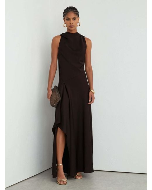 Reiss Multicolor Satin Cape-Detail Maxi Dress