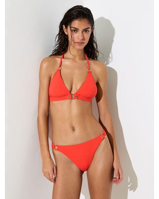 Reiss Red Triangle Stud-Detail Bikini Top