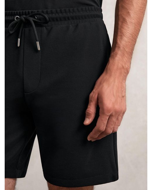 Reiss Black Textured Drawstring Shorts for men