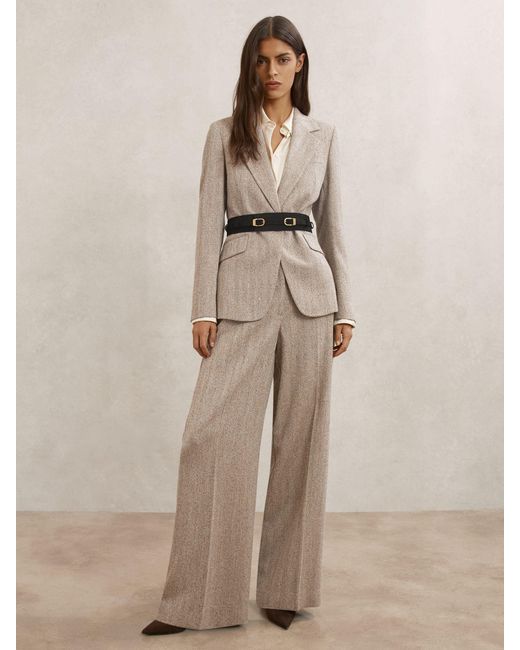 Reiss White Suede Double-Buckle Corset Waist Belt