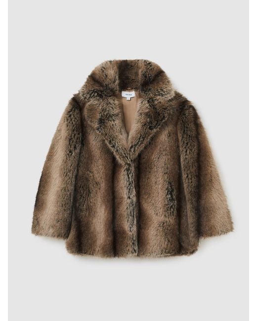 Reiss Brown Faux-Fur Coat